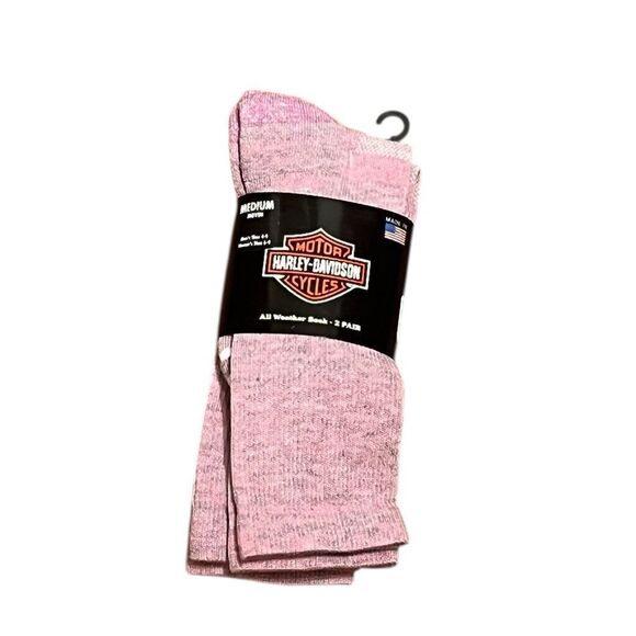 Harley-Davidson Heathered Pink All Weather Socks, 2 Pairs, Size M, NWT - Picture 1 of 6